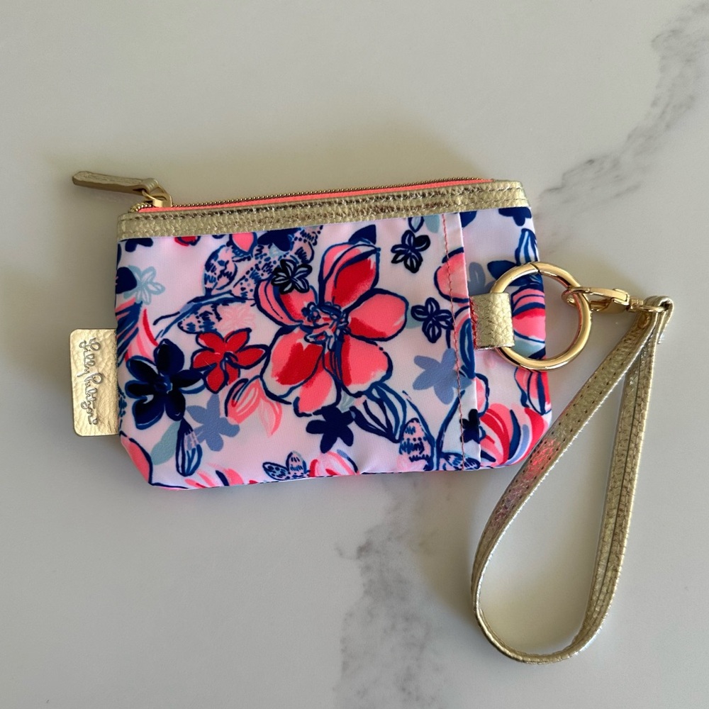 LILLY PULITZER Wallet Resort White Party Like A Lobstar Printed Zip Top Key Ring - Picture 1 of 5